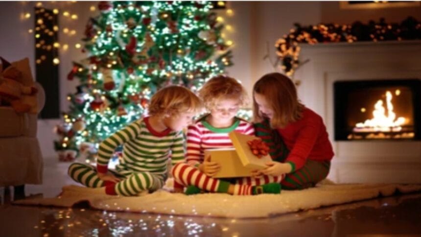 kids celebrating christmas